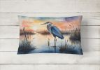 Birds, Birds, Birds Throw Pillow Throw Pillow for Indoor Couch Bed Outdoor Patio Washable, Blue Heron Setting Sun 7502,12Hx16W