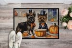 Cairn Terrier Fall Kitchen Pumpkins Doormat Front Door Mat Indoor Outdoor Rugs for Entryway, Non Slip Washable Low Pile, 24H X 36W